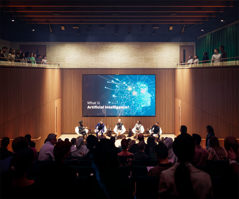 A professional venue ideal for corporate events, presentations, and cultural seminars.